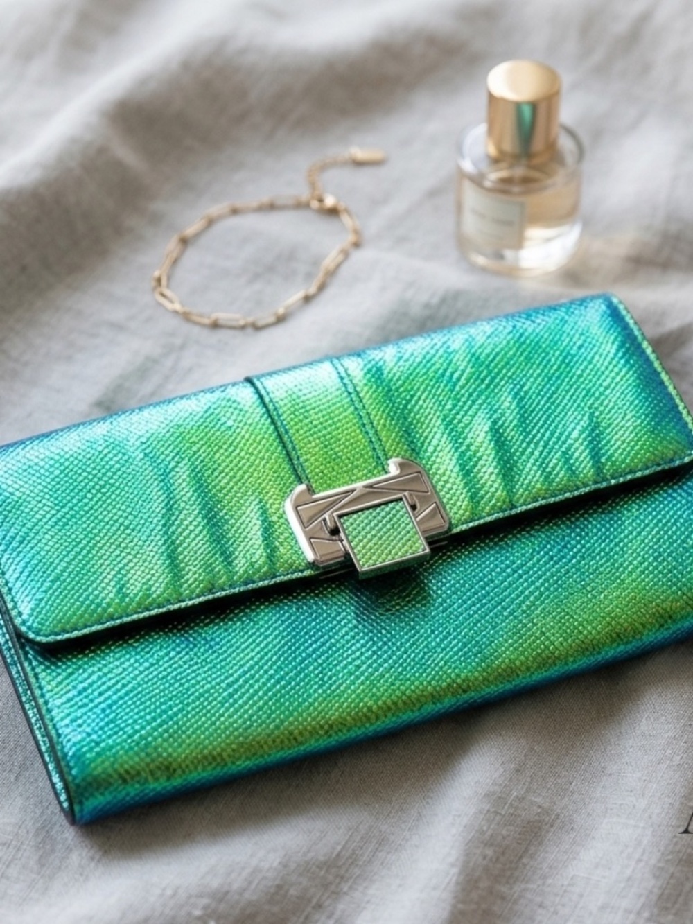 Rebecca Minkoff Iridescent Lizard-Embossed Leather Clutch